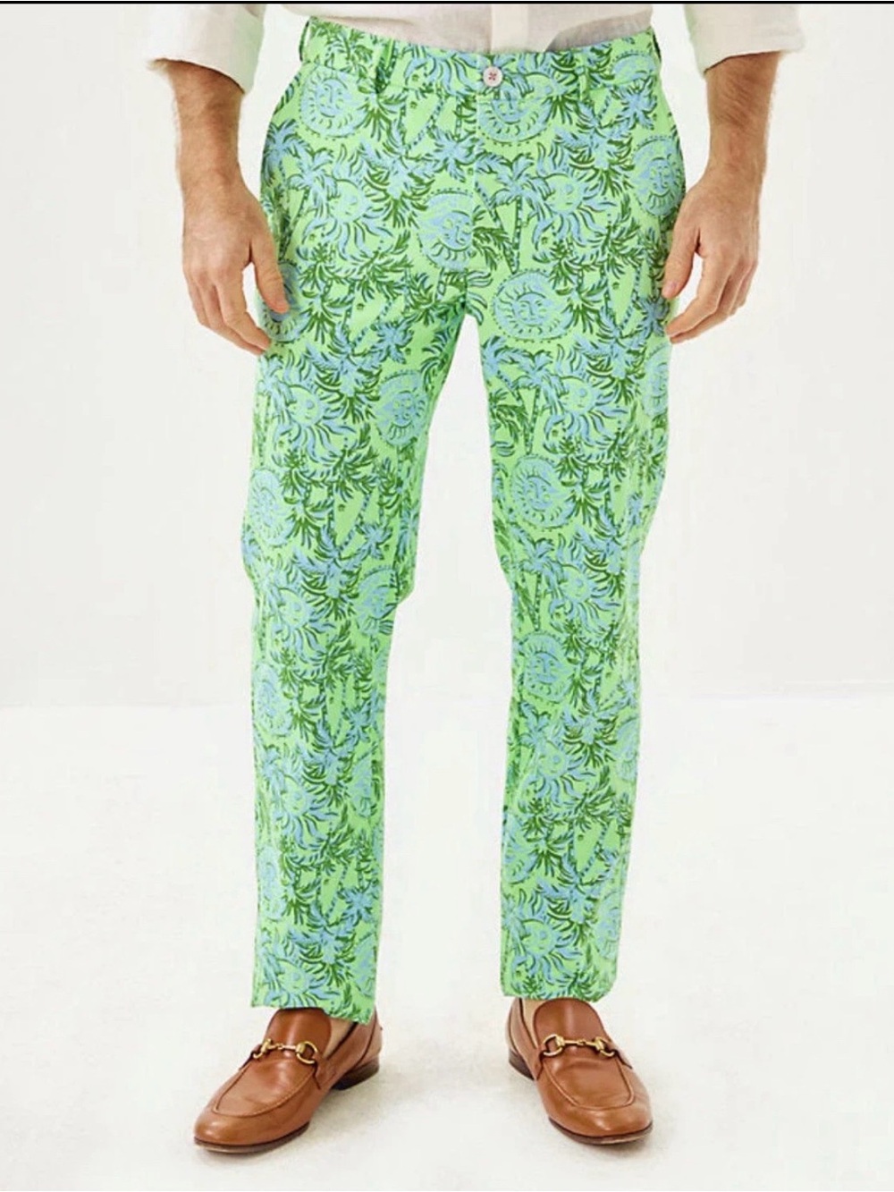 NWT Lilly Pulitzer Men’s Stuff Mizner Pants Cool Mint Catchin Rays 40X34   $178